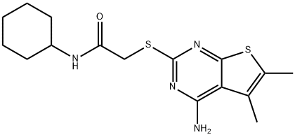 2-((4-amino-5,6-dimethylthieno[2,3-d]pyrimidin-2-yl)thio)-N-cyclohexylacetamide Struktur