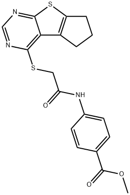 methyl 4-(2-((6,7-dihydro-5H-cyclopenta[4,5]thieno[2,3-d]pyrimidin-4-yl)thio)acetamido)benzoate Struktur