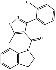 [3-(2-chlorophenyl)-5-methyl-1,2-oxazol-4-yl]-(2,3-dihydroindol-1-yl)methanone Struktur