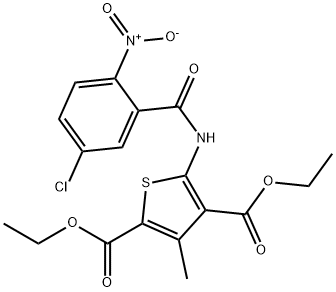 diethyl 5-(5-chloro-2-nitrobenzamido)-3-methylthiophene-2,4-dicarboxylate Struktur