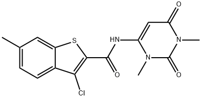 3-chloro-N-(1,3-dimethyl-2,6-dioxopyrimidin-4-yl)-6-methyl-1-benzothiophene-2-carboxamide Struktur