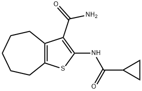 2-(cyclopropanecarbonylamino)-5,6,7,8-tetrahydro-4H-cyclohepta[b]thiophene-3-carboxamide Structure