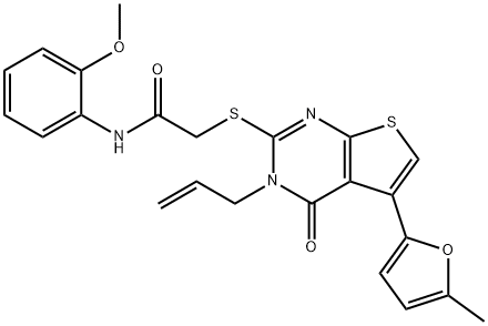 2-((3-allyl-5-(5-methylfuran-2-yl)-4-oxo-3,4-dihydrothieno[2,3-d]pyrimidin-2-yl)thio)-N-(2-methoxyphenyl)acetamide Struktur