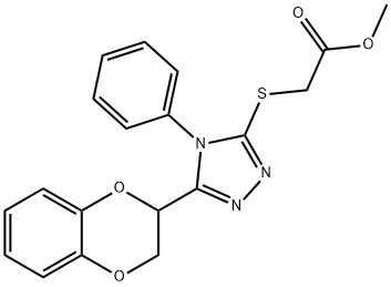 methyl 2-((5-(2,3-dihydrobenzo[b][1,4]dioxin-2-yl)-4-phenyl-4H-1,2,4-triazol-3-yl)thio)acetate Struktur