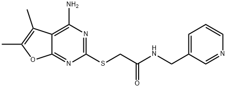 2-((4-amino-5,6-dimethylfuro[2,3-d]pyrimidin-2-yl)thio)-N-(pyridin-3-ylmethyl)acetamide Struktur