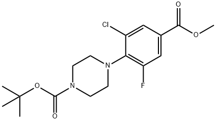 1-Piperazinecarboxylic acid,4-[2-chloro-6-fluoro-4-(methoxycarbonyl)phenyl]-, 1,1-dimethylethyl ester Struktur