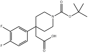 4-(3,4-Difluorophenyl)-1-Boc-4-piperidineacetic acid Struktur