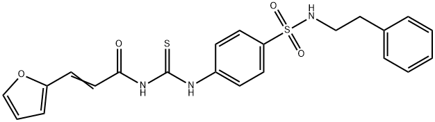 3-(2-furyl)-N-{[(4-{[(2-phenylethyl)amino]sulfonyl}phenyl)amino]carbonothioyl}acrylamide Struktur