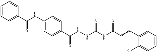 N-(4-{[2-({[3-(2-chlorophenyl)acryloyl]amino}carbonothioyl)hydrazino]carbonyl}phenyl)benzamide Struktur