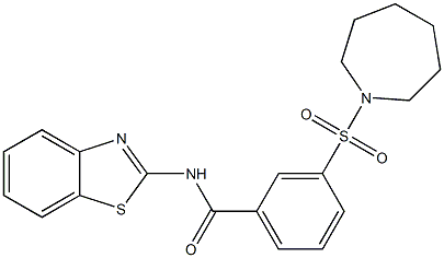 3-(azepan-1-ylsulfonyl)-N-(1,3-benzothiazol-2-yl)benzamide Struktur