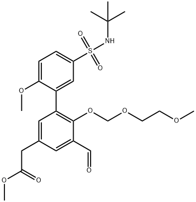 methyl 2-(5'-(N-tert-butylsulfamoyl)-5-formyl-2'-methoxy-6-((2-methoxyethoxy)methoxy)biphenyl-3-yl)acetate Struktur