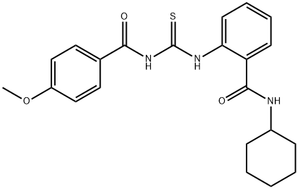 N-cyclohexyl-2-({[(4-methoxybenzoyl)amino]carbonothioyl}amino)benzamide Struktur