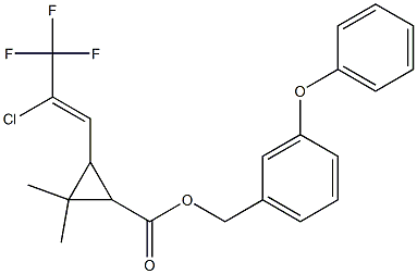 Cyclopropanecarboxylic acid,3-(2-chloro-3,3,3-trifluoro-1-propen-1-yl)-2,2-dimethyl-,(3-phenoxyphenyl)methyl ester Struktur