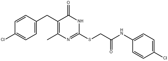 N-(4-chlorophenyl)-2-[[5-[(4-chlorophenyl)methyl]-6-methyl-4-oxo-1H-pyrimidin-2-yl]sulfanyl]acetamide Struktur