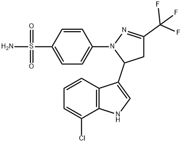 1-(4-Sulfamylphenyl)-3-trifluoromethyl-5-(7-chloroindol-3-yl)-2-pyrazoline Struktur