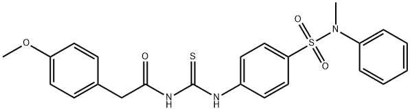 2-(4-methoxyphenyl)-N-{[(4-{[methyl(phenyl)amino]sulfonyl}phenyl)amino]carbonothioyl}acetamide Struktur