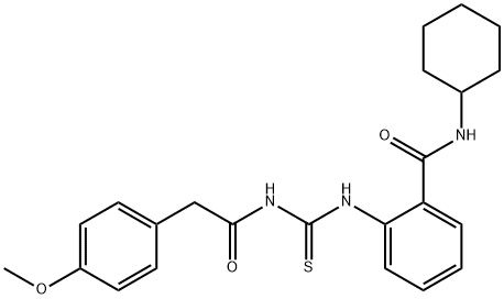 N-cyclohexyl-2-[({[(4-methoxyphenyl)acetyl]amino}carbonothioyl)amino]benzamide Struktur