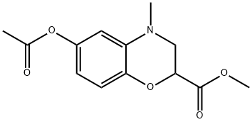 6-Acetoxy-3,4-dihydro-4-methyl-2H-1,4-benzoxazin-2-carbonsaeure-methylester Struktur