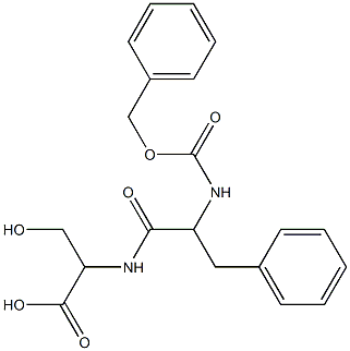 3-hydroxy-2-[(3-phenyl-2-phenylmethoxycarbonylamino-propanoyl)amino]propanoic acid Struktur