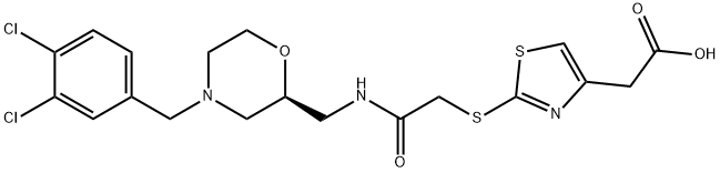 4-Thiazoleacetic acid, 2-[[2-[[[(2S)-4-[(3,4-dichlorophenyl)methyl]-2-morpholinyl]methyl]amino]-2-oxoethyl]thio]- Struktur