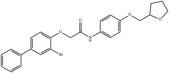 2-[(3-bromo-4-biphenylyl)oxy]-N-[4-(tetrahydro-2-furanylmethoxy)phenyl]acetamide Struktur