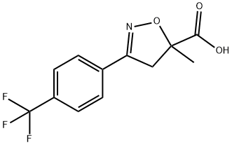 5-methyl-3-[4-(trifluoromethyl)phenyl]-4,5-dihydro-1,2-oxazole-5-carboxylic acid Struktur