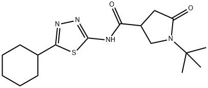 1-tert-butyl-N-(5-cyclohexyl-1,3,4-thiadiazol-2-yl)-5-oxopyrrolidine-3-carboxamide Struktur