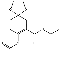 8-ACETYLSULFANYL-1,4-DIOXA-SPIRO[4.5]DEC-7-ENE-7-CARBOXYLIC ACID ETHYL ESTER Struktur