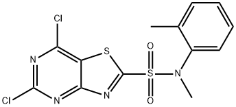 5,7-DICHLORO-N-METHYL-N-(O-TOLYL)THIAZOLO[4,5-D]PYRIMIDINE-2-SULFONAMIDE Struktur