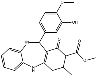 methyl 11-(3-hydroxy-4-methoxyphenyl)-3-methyl-1-oxo-2,3,4,5,10,11-hexahydro-1H-dibenzo[b,e][1,4]diazepine-2-carboxylate Struktur