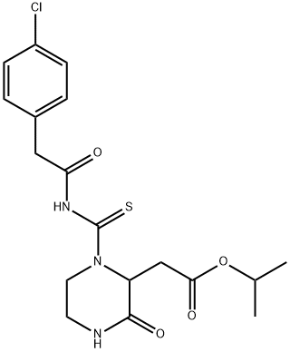 isopropyl [1-({[(4-chlorophenyl)acetyl]amino}carbonothioyl)-3-oxo-2-piperazinyl]acetate Struktur