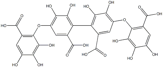 [1,1'-Biphenyl]-2,2'-dicarboxylicacid, 4,4'-bis(6-carboxy-2,3,4-trihydroxyphenoxy)-5,5',6,6'-tetrahydroxy- (9CI) Struktur