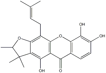 5H-Furo[3,2-b]xanthen-5-one,2,3-dihydro-4,8,9-trihydroxy-2,3,3-trimethyl-11-(3-methyl-2-buten-1-yl)- Struktur