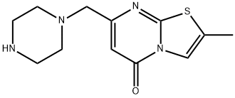 2-Methyl-7-piperazin-1-ylmethyl-thiazolo[3,2-a]pyrimidin-5-one Struktur