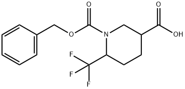 1-((BENZYLOXY)CARBONYL)-6-(TRIFLUOROMETHYL)PIPERIDINE-3-CARBOXYLIC ACID Struktur