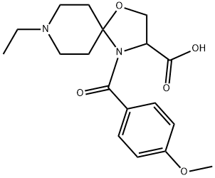 8-ethyl-4-(4-methoxybenzoyl)-1-oxa-4,8-diazaspiro[4.5]decane-3-carboxylic acid Struktur