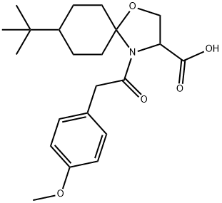 8-tert-butyl-4-[2-(4-methoxyphenyl)acetyl]-1-oxa-4-azaspiro[4.5]decane-3-carboxylic acid Struktur