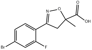 3-(4-bromo-2-fluorophenyl)-5-methyl-4,5-dihydro-1,2-oxazole-5-carboxylic acid Struktur