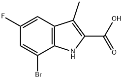 7-bromo-5-fluoro-3-methyl-1H-indole-2-carboxylic acid Struktur