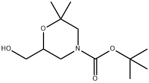 TERT-BUTYL 6-(HYDROXYMETHYL)-2,2-DIMETHYLMORPHOLINE-4-CARBOXYLATE Struktur