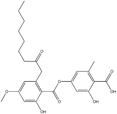 Benzoic acid,2-hydroxy-4-[[2-hydroxy-4-methoxy-6-(2-oxononyl)benzoyl]oxy]-6-methyl- Struktur