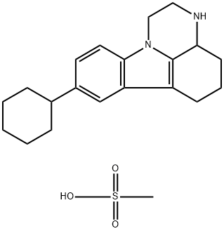 8-cyclohexyl-2,3,3a,4,5,6-hexahydro-1H-pyrazino[3,2,1-jk]carbazole methanesulfonate Struktur