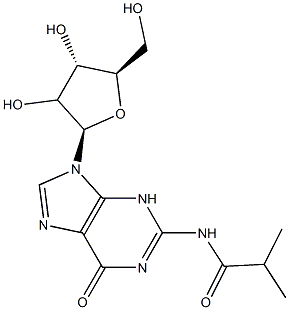 N-[9-[(2R,4S,5R)-3,4-dihydroxy-5-(hydroxymethyl)oxolan-2-yl]-6-oxo-3H-purin-2-yl]-2-methylpropanamide Struktur