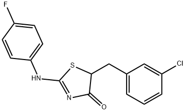 (Z)-5-(3-chlorobenzyl)-2-((4-fluorophenyl)imino)thiazolidin-4-one Struktur