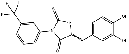 (Z)-5-(3,4-dihydroxybenzylidene)-2-thioxo-3-(3-(trifluoromethyl)phenyl)thiazolidin-4-one Struktur