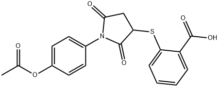 2-((1-(4-acetoxyphenyl)-2,5-dioxopyrrolidin-3-yl)thio)benzoic acid Struktur