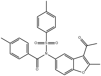 N-(3-acetyl-2-methylbenzofuran-5-yl)-4-methyl-N-tosylbenzamide Struktur