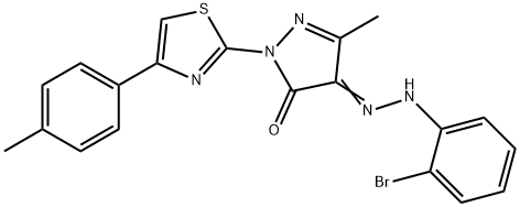 4-[(2-bromophenyl)hydrazono]-5-methyl-2-[4-(4-methylphenyl)-1,3-thiazol-2-yl]-2,4-dihydro-3H-pyrazol-3-one Struktur