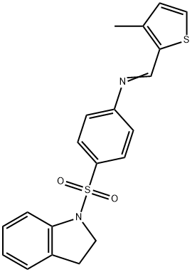 4-(2,3-dihydro-1H-indol-1-ylsulfonyl)-N-[(3-methyl-2-thienyl)methylene]aniline Struktur