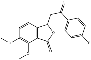 3-(2-(4-fluorophenyl)-2-oxoethyl)-6,7-dimethoxyisobenzofuran-1(3H)-one Struktur